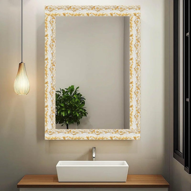 IVN Wallpaper Border Peel and Stick Decorative Wall Trim Self Adhesive Gold Floral Accent Strip for Bathroom Laundry Room Pool Area Mirror Frame Shelf Wall Edge 4x196 Inch Luxurious Design - Image 2